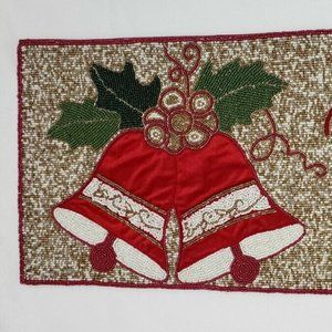 TAHARI Red Jingle Bells Beaded Table Centerpiece 13 x 36